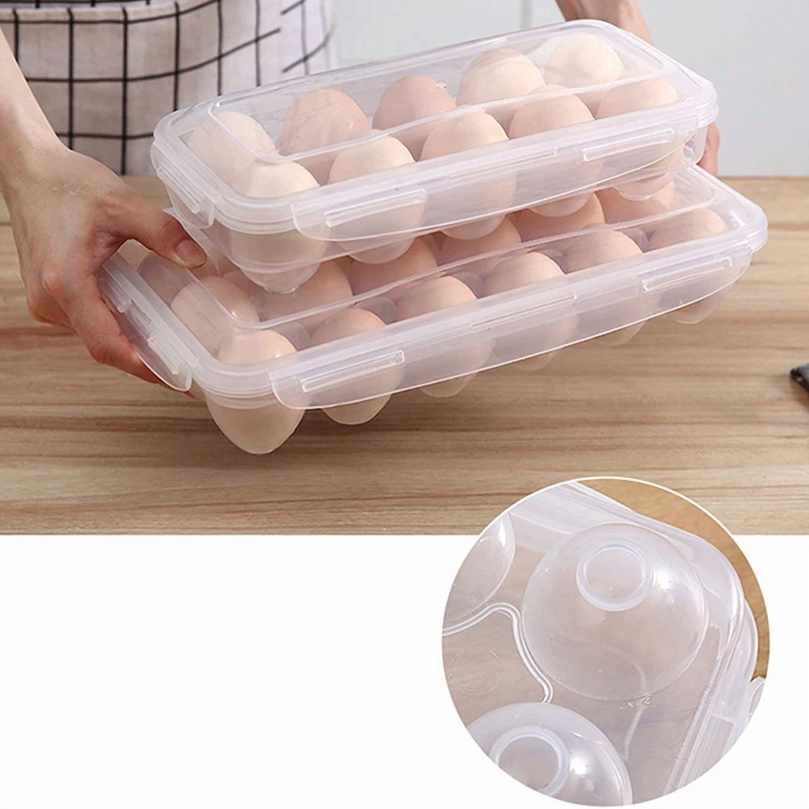 Egg Storage Box 10/18/34 Grids Refrigerator Egg Organizer Tray Stackable Egg Holder Container