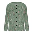 thumbnail image 5 of Women's Button Down Cardigan Sweaters Long Sleeve Graphic Printed Soft Cotton Casual Fall Spring Outerwear (XL, Dark Green 01), 5 of 5