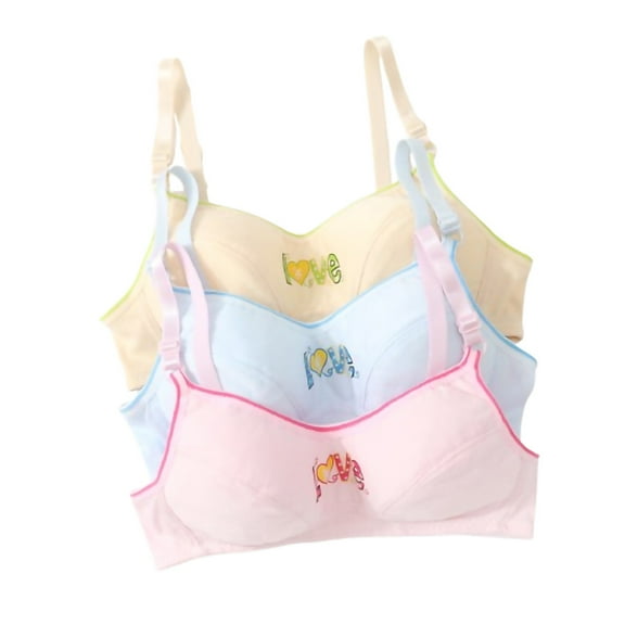 Girls Bra for Teens & Big Girls Cotton Breathable Training Bras Wire Free Push Up with Adjustable Straps 10-15 Teen Student