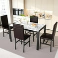 thumbnail image 5 of LTTROMAT Dining Table Set for 4, Modern Faux Marble Kitchen Table Set with 4 Leather Upholstered Chairs, 5-Piece Dinette for Dining Room, Nooks, 5 of 15