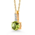 thumbnail image 3 of Gem Stone King 10K Yellow Gold Green Peridot and White Lab Grown Diamond Pendant Necklace for Women (0.60 Cttw, Round 5MM, Gemstone August Birthstone, with 18 inch Chain), 3 of 5