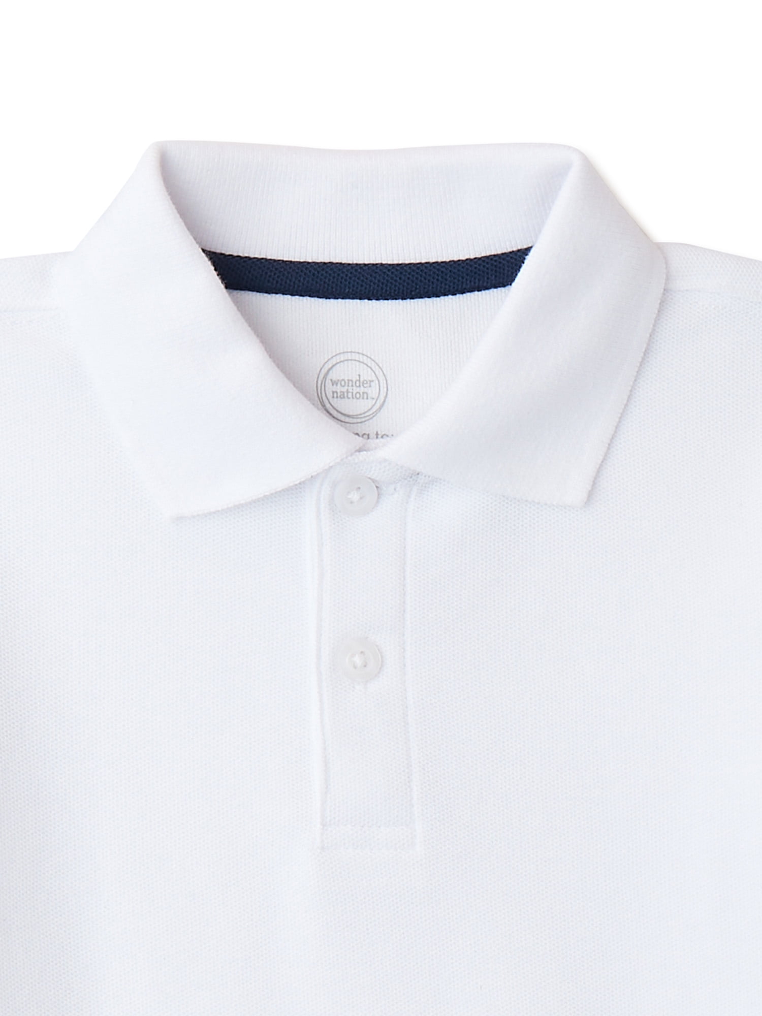 Wonder Nation Toddler Boys School Uniform Short Sleeve Pique Polo Shirt, 2-Pack, Sizes 2T - 5T