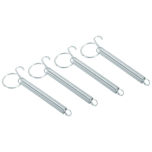 Uxcell 4.5" Cage Door Hook, 4Pcs Stainless Steel Finger Ring Elastic Spring Wire Latch Hook, Silver