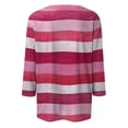 thumbnail image 4 of LWavelet Crew Neck Stripe Print Blouse Womens Plus Size 3/4 Sleeve Loose Fit Comfortable Daily Top Pink 3XL, 4 of 5