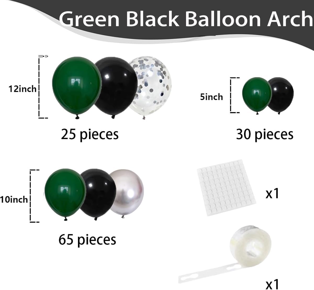 Dark Green Black Silver Balloon Garland Arch - Dark Green Black Balloons Green Silver Balloons Footaball Balloons for Birthday Baby Shower 2025 Graduation Retirement Football Party Decorations