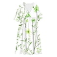 thumbnail image 5 of Karymi Floral Print V Neck Midi Dress, Hollow Out Cutout Trim 3/4 Sleeve Empire Waist Loose Flowy Casual Summer Vacation Sundress Wedding Guest Dresses for Women, 5 of 6