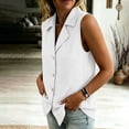 thumbnail image 3 of WAGUTH Women's Cotton Linen Button Down Shirts Sleeveless Notched Lapel Collar Casual Tank Top Blouses for Work Office, 3 of 8
