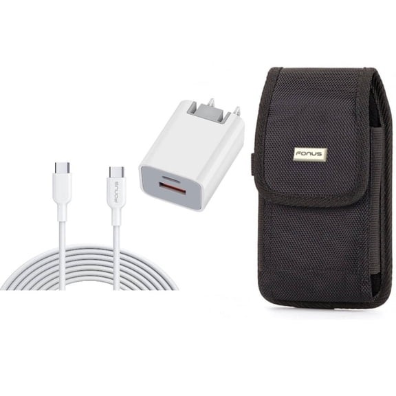 38W PD Home Charger & Case Belt Clip for iPhone 15 Pro Max - Fast Type-C 6ft Long Cable USB-C Power Cord and Swivel Holster Rugged Cover L2Z for iPhone 15 Pro Max (6.7")