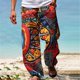 thumbnail image 2 of Pantalones casuales de playa Cagnkofi para hombre, holgados, rectos y con cordón, estampados, 2 of 5