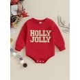 thumbnail image 2 of Honganda Toddler Baby Sweatshirt Rompers Christmas Letter Embroidery Long Sleeve Jumpsuit Clothes, 2 of 9