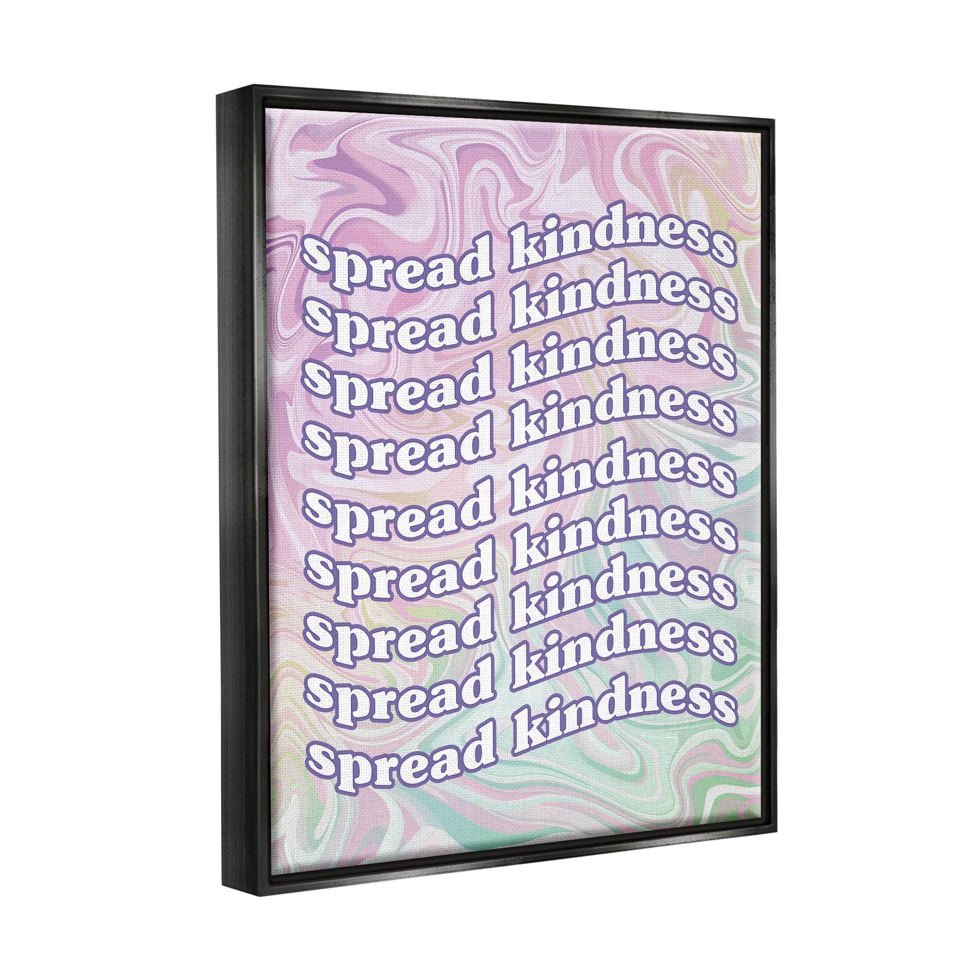 Stupell Industries Spread Kindness Pastel Pattern Inspirational Painting Black Floater Framed Art Print Wall Art