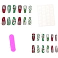 thumbnail image 6 of Christmas Press on Nails 24Pcs, Red Green Gold Glitter French Spooky Fake Nails Set, Reusable False Nails for Holiday Party Daily Wear Women Girls, Christmas Nail Art, 6 of 7