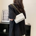 thumbnail image 4 of Solid color handbag chain rhombic small bag artificial leather shoulder slung bag - white, 4 of 5
