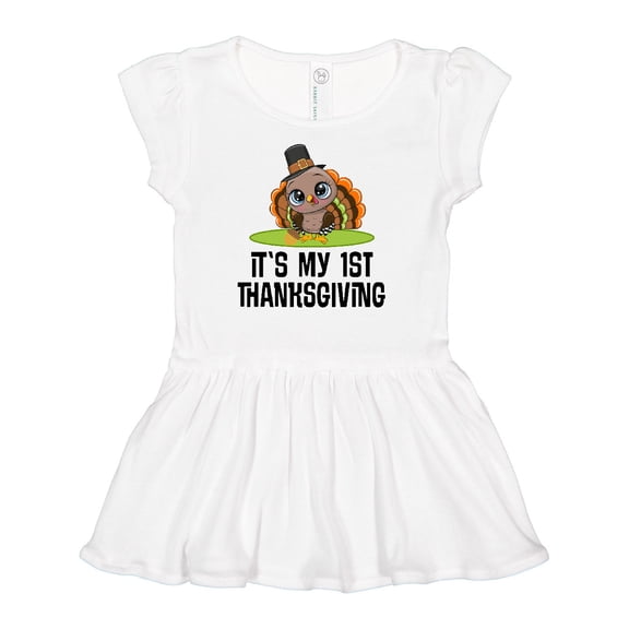 Inktastic First Thanksgiving Pilgrim Turkey Girls Baby Dress