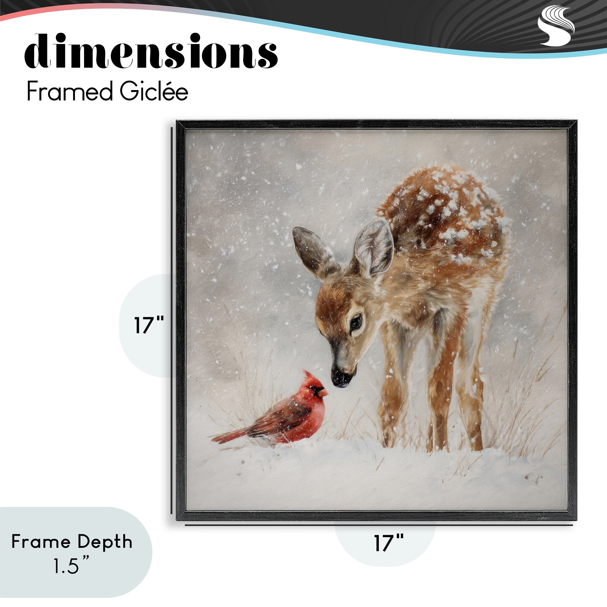 Stupell Industries Little Fawn & The Cardinal Black Framed Giclee Art, design by Tina LeCour