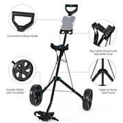 Spaco Folding 2 Wheels Push Pull Golf Cart Trolley with Scoreboard, Foldable Golf Push Cart Collapsible