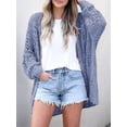 thumbnail image 2 of Women Crochet Cardigan Sweater Kimonos Boho Solid Color Oversized Fall Open Front Outwear  Blue XXXL, 2 of 5