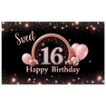 thumbnail image 3 of Pink Balloon Sweet Sixteen Birthday Banner Elegant Design Happy Birthday Decoration for Birthday Party Indoor Celebration, 3 of 7