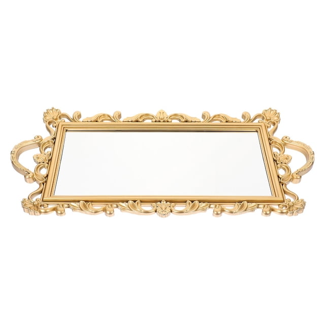 Makeup Vanity Table Jewelry Display Plate Glass Vanity Tray Dresser Organizer Tray Vintage Mirror Tray Glass Dresser Tray