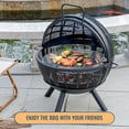 thumbnail image 3 of 35 Inch Wood Burning Fire Pit with BBQ Grill, Heavy Duty Fire Pits Ball for Outside with Spark Screen & Removable Ash Pan, Outdoor firepit & Fireplace for Bonfire in Garden, Yard, 3 of 7