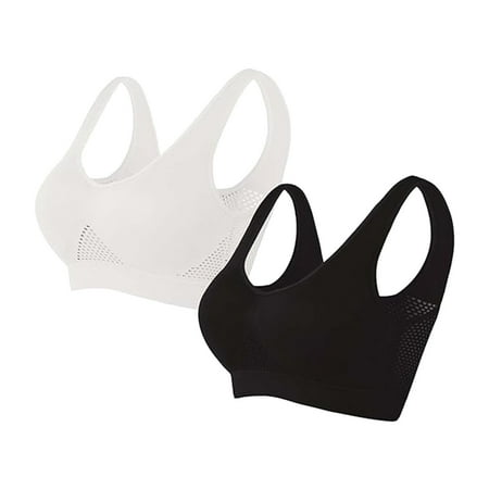 Clearance!Uooqdmx Sports Bras for Women Plus Size Lingerie Sports Bras Comfort Bras Wireless Sleep Yoga Bras with Removable Bandeau Bra Black(2PC) M