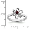 thumbnail image 4 of Sterling Silver Polished Garnet Flower Ring, 4 of 5
