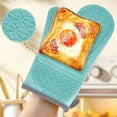 thumbnail image 5 of Non-Slip Silicone Oven Gloves-Heat Up to 250°C Microwave & Baking Safe Blue Gray 11.8" x 7.4" Kitchen Protective Mitts, 5 of 6