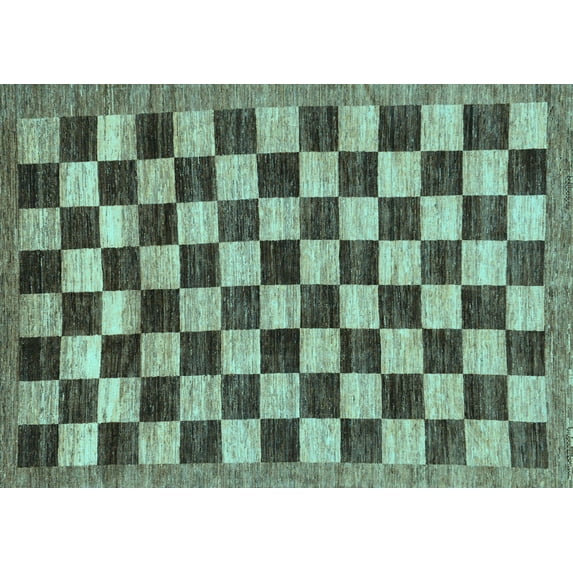 Ahgly Company Indoor Rectangle Checkered Light Blue Modern Area Rugs, 2' x 4'