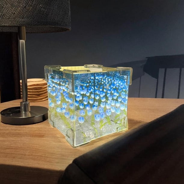 Fusehome Luz Nocturna De Tulipán Rosa, Luz Nocturna De Flores Para Bricolaje, Regalos Hechos A Mano, Flor De Simulación, Lámpara De Dormir Para Dormitorio, Lámpara De Decoración De Flores De Cristal