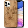 thumbnail image 1 of Case Yard Wooden Case Outside Soft TPU Silicone Slim Fit Shockproof Wood Protective Phone Cover for Girls Boys Men and Women Supports Wireless Charging Siberian Husky Design case for iPhone-12-Pro-Max, 1 of 7