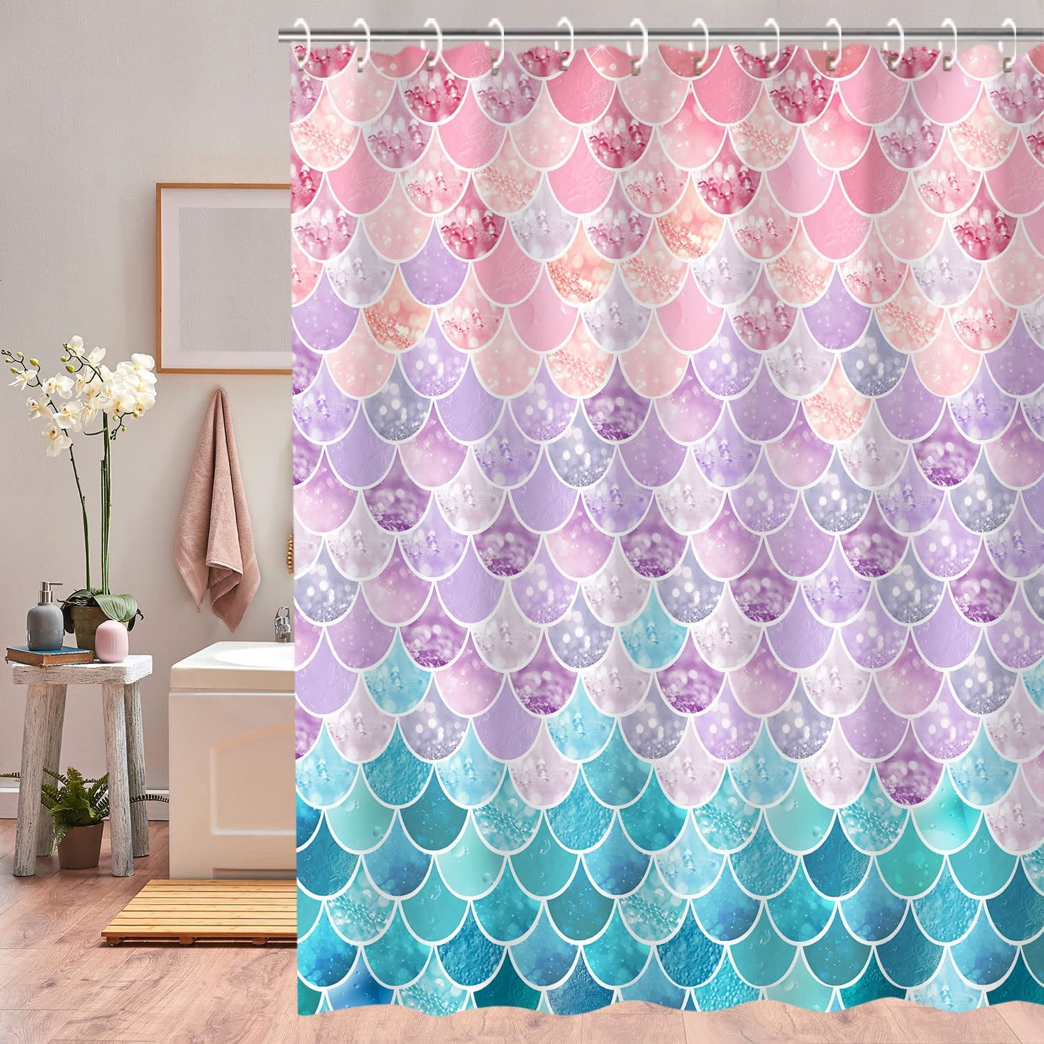 Mermaid Scale Shower Curtain, Mermaid Shower Curtain, Ocean Themed