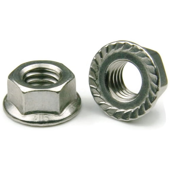 1/4"-20 Serrated Hex Flange Lock Nut, Stainless Steel (18-8), (inch) (Quantity: 100)
