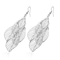 Grandest Birch Retro Women's Baroque Style Cluster Hollow Leaves Tassels Hook Dangle Earrings Alloy Silver