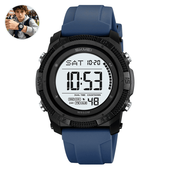 Multifunctional Digital Sports Watch with Luminous Display Waterproof Outdoor Wristwatch for Active Lifestyle, Casual Men Women
