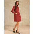 thumbnail image 3 of DARING DIVA Tweed Blazer Collared Double Breasted A-Line Dress Small Red, 3 of 7