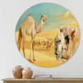 thumbnail image 2 of Designart 'Camels In Wild Desert II' Farmhouse Circle Metal Wall Art 23x23 - Disc of 23, 2 of 5
