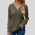 thumbnail image 7 of Women's Summer Chiffon Blouses,Women's Solid Color Long Sleeved Round Neck Pullover Top Army Green L, 7 of 7