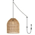 thumbnail image 3 of JONATHAN Y Koda 13" 1-Light Farmhouse Coastal Bohemian Rattan 180" Cord Plug-In or Hardwired LED Pendant, Brown, 3 of 10