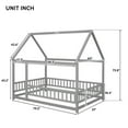 thumbnail image 3 of Full Size House Bed Wooden Floor Bed with Roof and Fence Guardrails Montessori Bed Playhouse Bed for Children Girls and Boys, Gray(No Bed Slats), 3 of 7