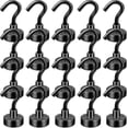 thumbnail image 1 of 20 Pack Black Magnetic Hooks 25lbs Neodymium Magnet Hook, Magnet With Hooks Strong Magnetic Hooks For Hanging, Refrigerator, Grill, Kit, Key Holde, 1 of 5