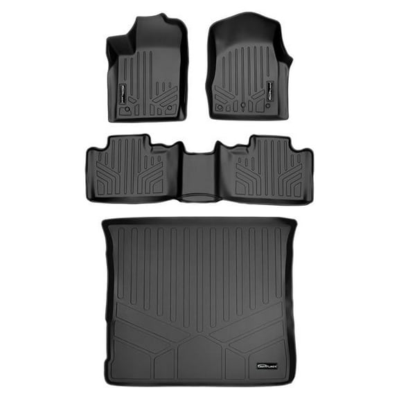 Smartliner SA0127-B0071-D0071 2 Rows Floor Mats & Cargo Liner Set without Center Console for 2013-2016 Jeep Grand Cherokee, Black