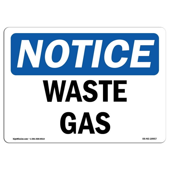 OSHA Notice Sign - Waste Gas | Plastic Sign | Protect Your Business, Construction Site, Warehouse & Shop Area |  Made in the USA