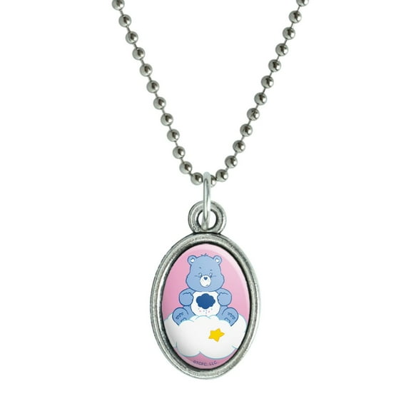 Care Bears Grumpy Bear Antiqued Oval Charm Pendant with Chain