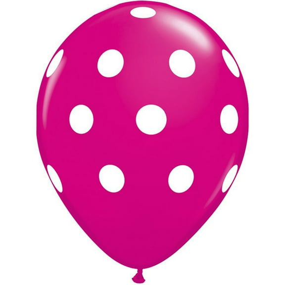 12 Qualatex Polka Dot Balloon Wild Berry Color 11"