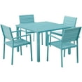 thumbnail image 1 of Mod Furniture Luna 5-Piece Modern Outdoor Patio Furniture Dining Set with All-Weather Aluminum Frames, 4 Slat Dining Chairs and 41" Square Slat Table - LUNADN5PCST-CR, 1 of 8