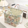 thumbnail image 3 of Yucurem Boho Fabric Floral Laundry Storage Baskets, 12.99" x10.24" x10.64" Collapsible Large Capacity Spring Vintage Storage Bag Organizer with Handle & Front Pocket, 3 of 7