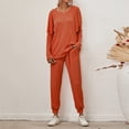 thumbnail image 2 of dGslk Women’s Long Sleeve Casual Two Piece Lounge Set Soft Pullover Top and Drawstring Jogger Pants Tracksuit for Daily Wear Orange S, 2 of 2
