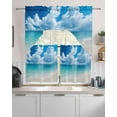 thumbnail image 2 of Blue Ocean Kitchen Curtains Sets 24 Inch Length with Valance, Beach Coastal Nature Sky Swag Valances and Tiers Curtain Set Drapes Swag Curtains for Living Room, Bathroom, Bedroom, Cafe, 2 of 6