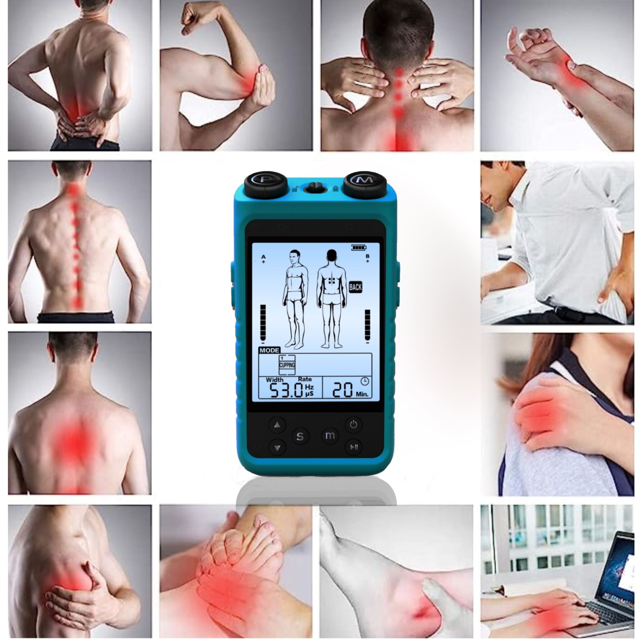 24Modes Eletric Compex Muscle Stimulator EMS Pulse Meridian Physiotherapy TENS  Machine Electrodes Low Frequency Pads Massageador