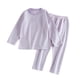 thumbnail image 2 of Conjuntos de blusas y camisas de cuello redondo y manga larga para niños, conjunto de traje de casa de color sólido para otoño e invierno, conjunto de pijama informal de manga larga y pantalones largo, 2 of 4